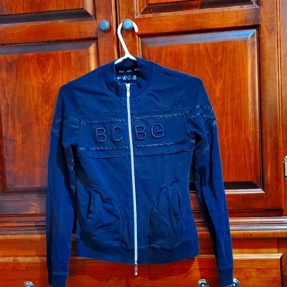 Black zip up thin sweater BCBG